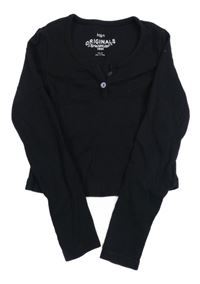 Černé žebrované crop triko M&S