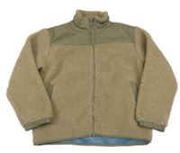 Béžovo-hnědokhaki huňato/šusťáková zateplená bunda LINDEX