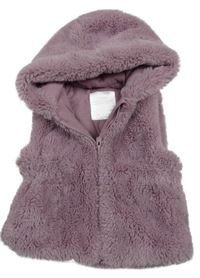 Světlefialová kožešinová zateplená vesta s kapucí PRIMARK