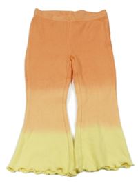 Oranžovo-světleoranžovo-žluté ombré žebrované flare kalhoty Matalan