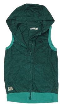 Černo-jadeitová melírovaná propínací tepláková vesta s čísly a kapucí M&Co