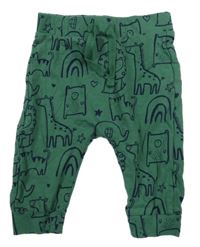 Tmavozelené turecké tepláky se zvířátky a duhami George