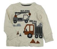 Smetanové pyžamové triko se stavebními stroji F&F