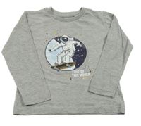 Šedé melírované triko s kosmonautem TESSENTIALS