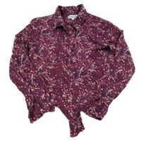 Vínová crop halenka s větvičkami MANGUUN