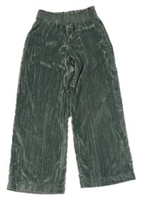 Šalvějovošedé paper bag sametové kalhoty 