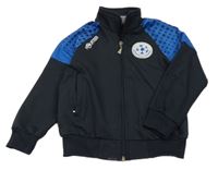 Černo-modrá propínací sportovní fotbalová mikina se znakem