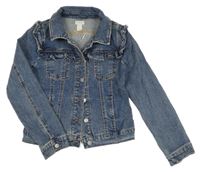 Modrá riflová crop bunda s volánky Monsoon