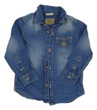 Modrá lehká riflová košile s nášivkou ZARA