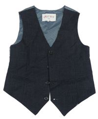 Tmavomodro-modrošedá melírovaná slavnostní vesta s lodičkami 