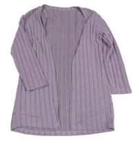 Fialový melírovaný žebrovaný úpletový cardigan SHEIN