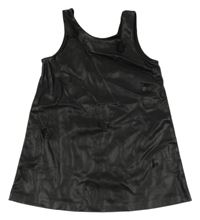 Černé koženkové šaty s 3D květy ZARA