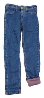 Modré skinny teplákové podšité rifle H&M