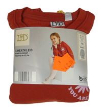 Nové - Rezavé teplákovo/lehké šaty s květy a nápisy L&D