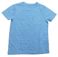Modré žebrované tričko s kapsičkou Nutmeg