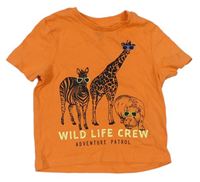 Oranžové tričko se zvířátky  