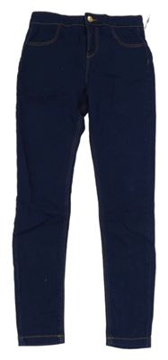 Tmavomodré teplákové skinny rifle Denim Co.