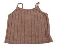 Starorůžový melírovaný žebrovaný úpletový crop top Shein