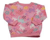 Růžová mikina s dinosaury a jednorožci F&F