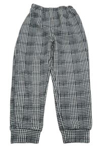 Černo-bílé kostkované teplákové kalhoty Shein