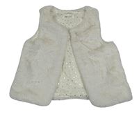 Bílá kožešinová podšitá vesta H&M