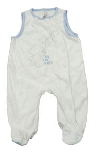 Bílé sametové dupačky s medvědem a hvězdami C&A