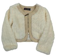 Smetanovo-béžová kožešinovo/flaušová bunda