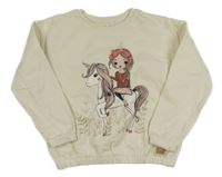 Béžová mikina s jednorožcem a dívkou C&A
