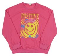 Tmavorůžová mikina se smajlíkem Shein