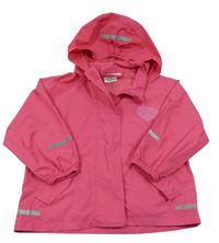 Fuchsiová šusťáková nepromokavá bunda se srdcem a kapucí Impidimpi