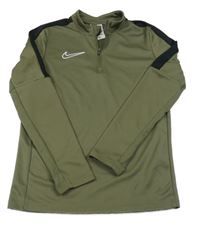 Khaki-černá sportovní funkční mikina s logem Nike