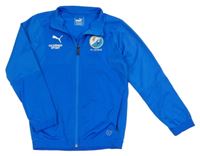 Modrá sportovní propínací funkční mikina s potiskem Puma
