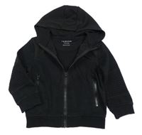 Černá propínací mikina s žebrováním a kapucí Primark