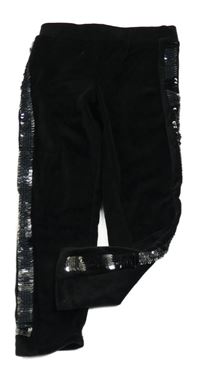 Černé plyšové legíny s překlápěcími flitry Kiki&Koko