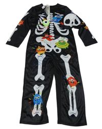Nové - Kostým - 2set - Černý overal s kostmi a příšerkami + čepice George