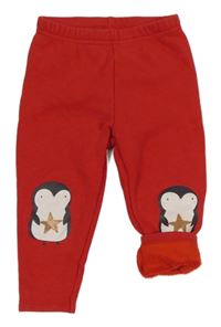 Červené zateplené legíny s tučňáky C&A