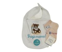 Nové - 2set - Bílý slinták s medvědem + světlerůžové ponožky s medvědem