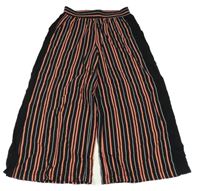 Černo-korálovo-bílé pruhované lehké palazzo kalhoty Page One Young