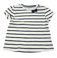 Bílo-tmavomodré pruhované tričko s mašlí C&A