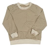 Béžovo-hnědá pruhovaná mikina s kapsou