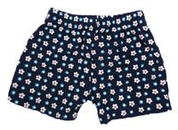 Tmavomodré květované bavlněné kraťasy
