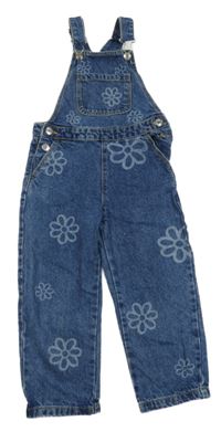 Modré laclové rifle s květinami Denim Co.