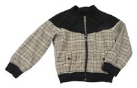 Černo-béžovo-hnědý podzimní bomber s kostkovaným vzorem River Island