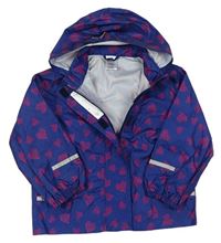Tmaovmodro-růžová nepromokavá šusťáková bunda s kapucí Pocopiano