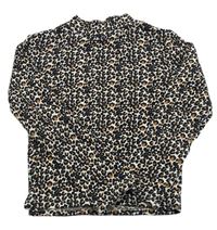 Černo-hnědé triko s leopardím vzorem Next