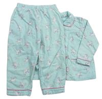 Světlemodré flanelové pyžamo s jednorožci zn. Primark