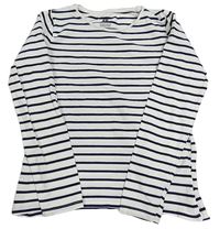 Bílo-tmavomodré pruhované triko H&M