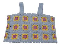 Světlemodrý propínací květovaný háčkový crop top Primark