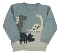 Modro-šedý svetr s dinosaury George