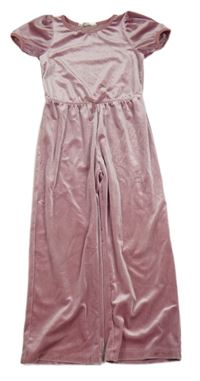 Starorůžový sametový kalhotový overal H&M